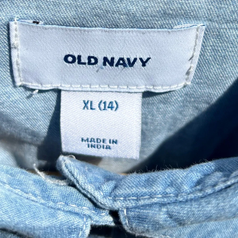 Old Navy Jean Button Down Shirt - Youth 14